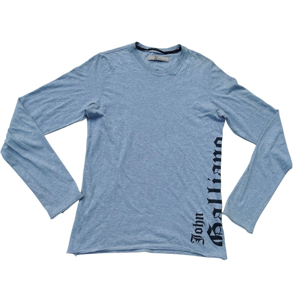 John Galliano Y2K Light Gray Long Sleeve Tee Women’s Size Cute XS/ Small Top